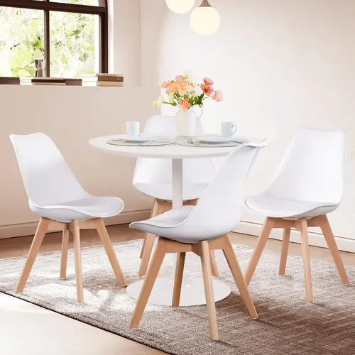 Silla Tipo Eames Acojinada Set De 3 Piezas Minimalista Color  Blanco