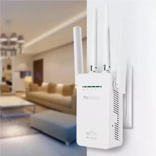 Repetidor Amplificador Señal Wifi 4antenas Rompemuros 2,4ghz