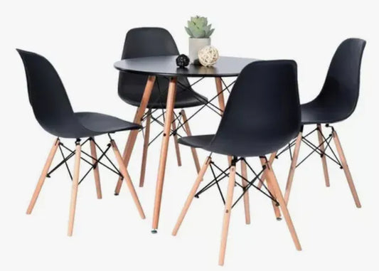 Kit Mesa Eames Negra Y 4 Sillas Eames Negras