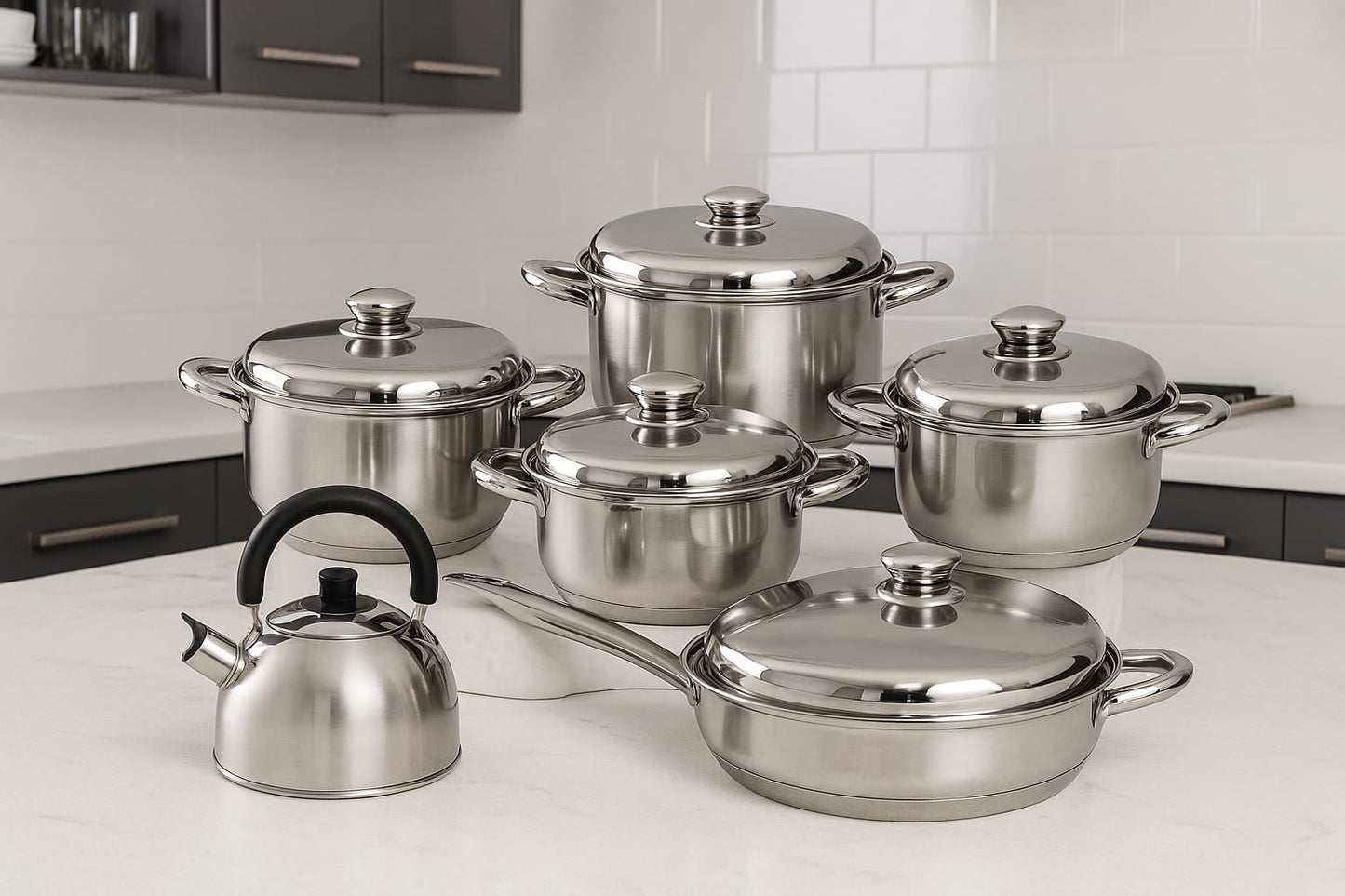 Ollas En Acero Quirurgico Inoxidable 13 Pz Hoffman