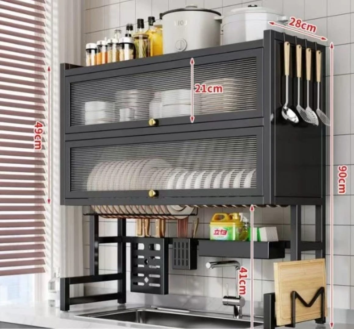 Escurridor Platos Doble Cocina Con Gabinete Zebbris