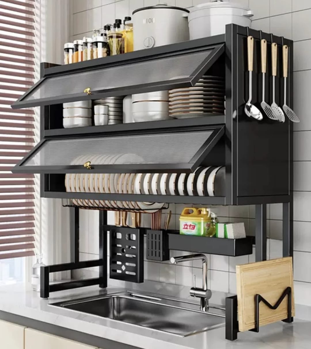 Escurridor Platos Doble Cocina Con Gabinete Zebbris