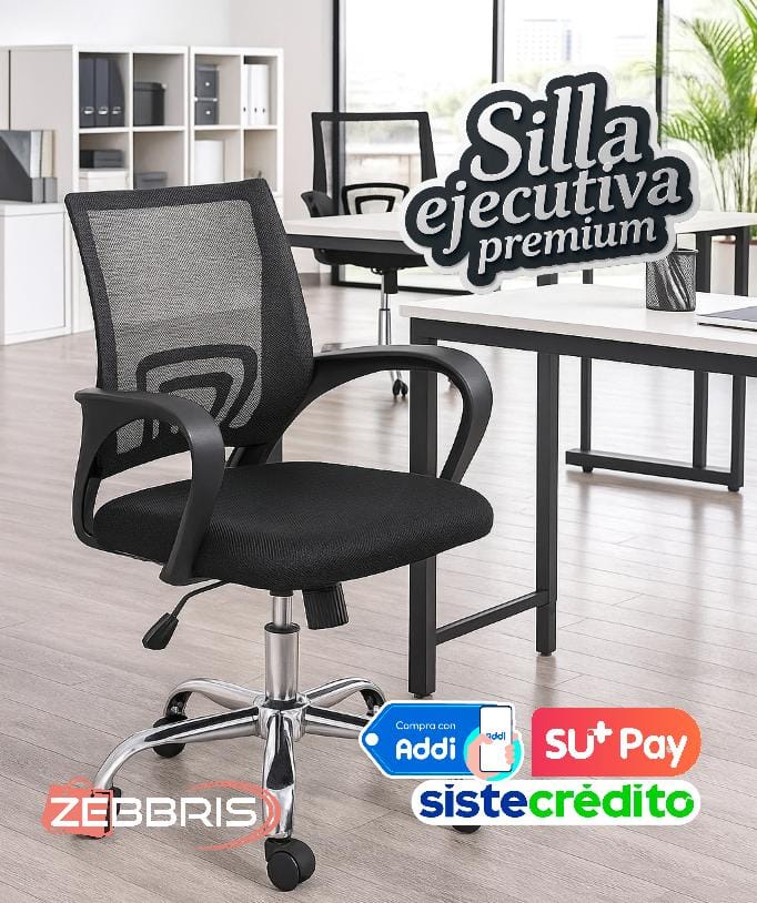 Silla Para Oficina Escritorio Ergonómica Color Negro Material Del Tapizado Mesh