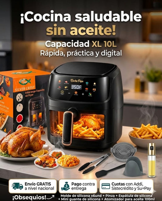 Freidora De Aire 10 Litros ZEBBRIS Extra Grande + Obsequio