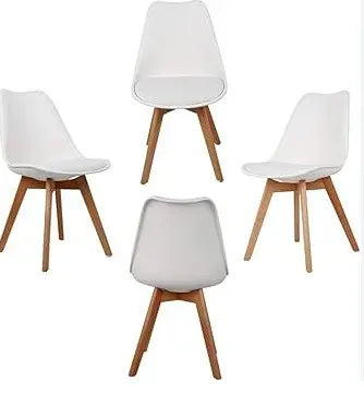 Silla Tipo Eames Acojinada Set De 4 Piezas Minimalista   Color  Blanco