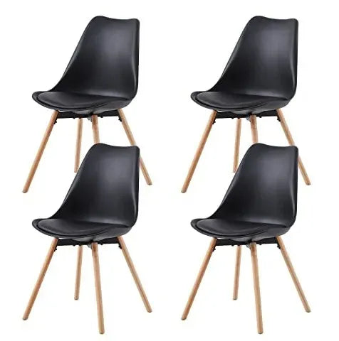 Kit 4 Silla Eames Con Asiento Acolchado Comedor Color Negro