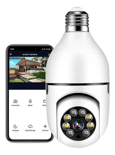 Camara Ip De Seguridad Ampolleta Motorizada 360° E27 Socket Color Blanco