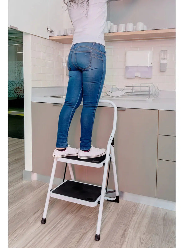 Escalera Zebbris Tubular Plegable De 3 Peldaños Masescaleras Negro/blanco