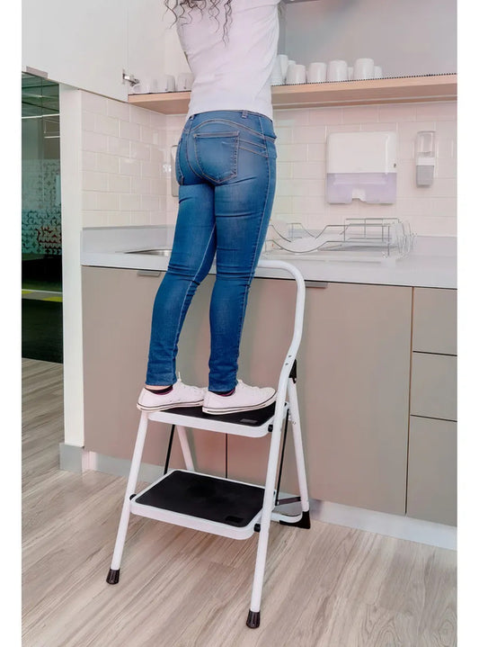 Escalera Zebbris Tubular Plegable De 3 Peldaños Masescaleras Negro/blanco