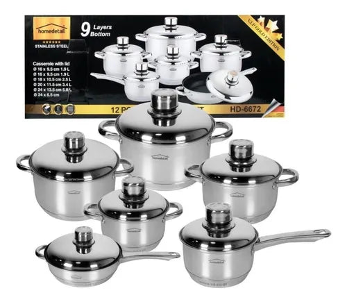 Juego O Set De Ollas 12 Piezas En Acero Homedetail
