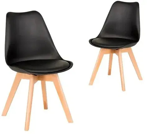 Kit 2 Silla Eames Con Asiento Acolchado Comedor Color Negro