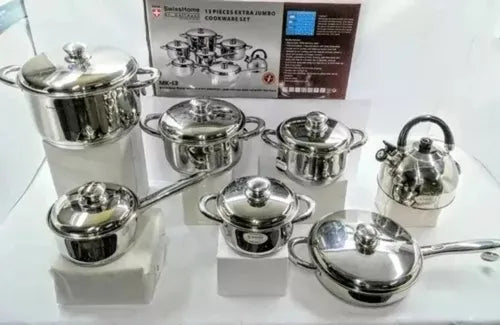 Juego De Ollas Acero Quirúrgico 13 Pz Con Tetera Swisshome