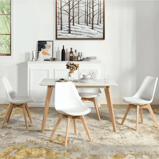 Silla Tipo Eames Acojinada Set De 4 Piezas Minimalista   Color  Blanco