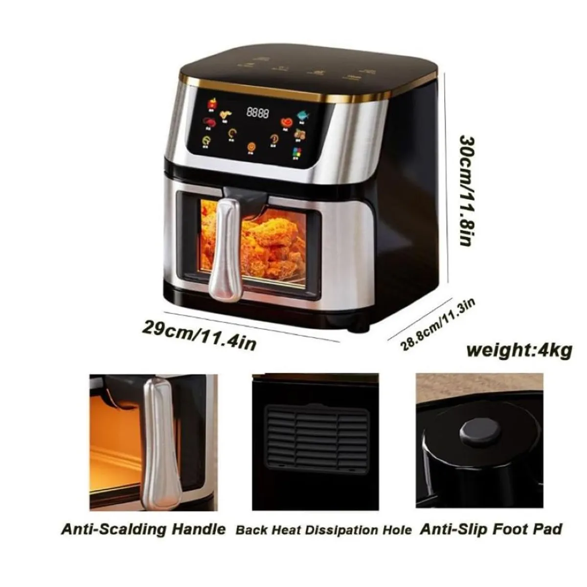 Combo Freidora De Aire Sin Aceite 12l Clickhome + Obsequios