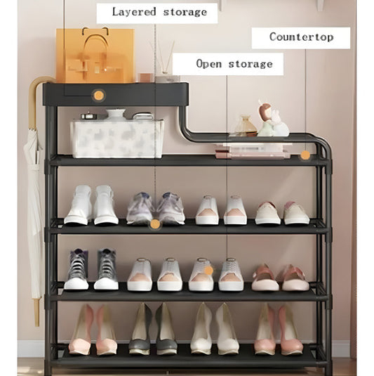 Organizador De Zapatos TLPB Metálico 4 Estantes Clásico Negro